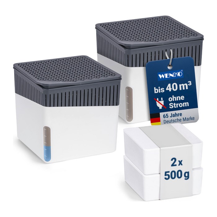 WENKO Cube Raumentfeuchter weiß, 2x 500,0 g