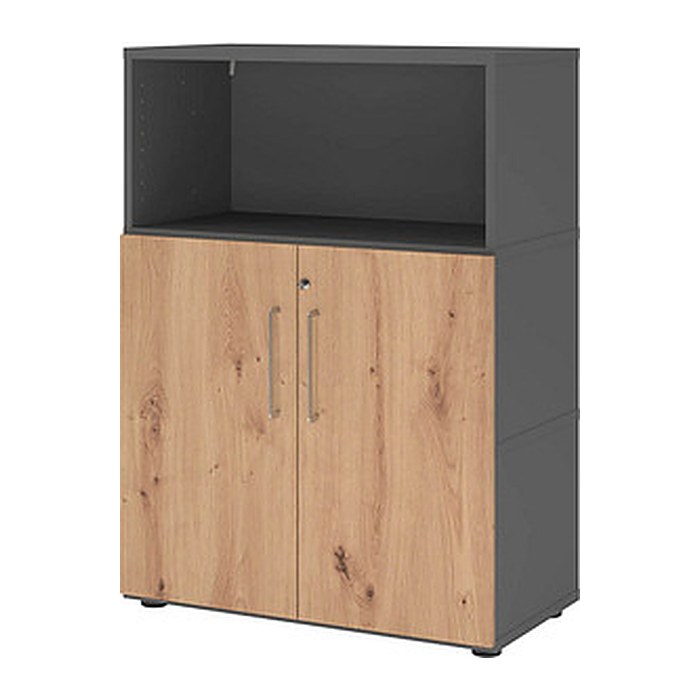 HAMMERBACHER Regalschrank FlexWall, VFW38T2KG/G/R/BS grafit, asteiche 80,0 x 40,0 x 109,8 cm, 1 St.