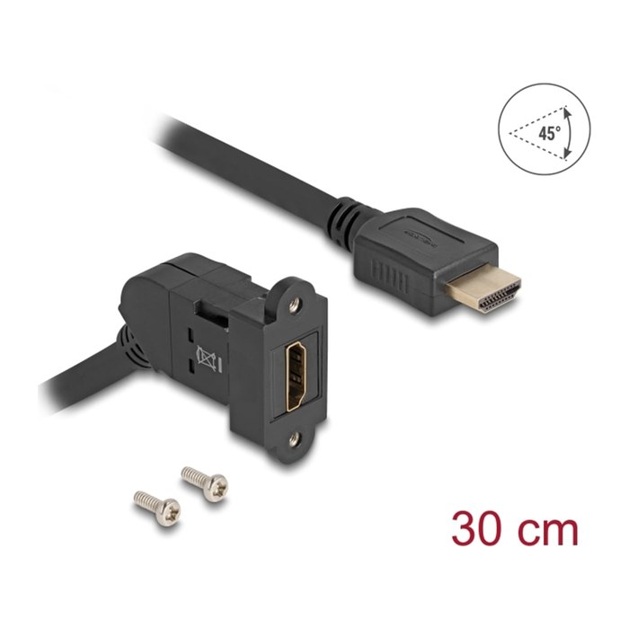 DELOCK HDMI Einbaubuchse 45° gewinkelt/HDMI St 30cm 8K 60Hz