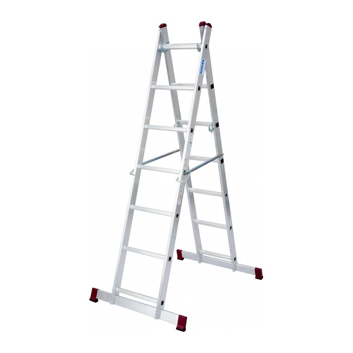 KRAUSE Vielzweckleiter CORDA silber 2x 7 Sprossen, H: 200,0 cm
