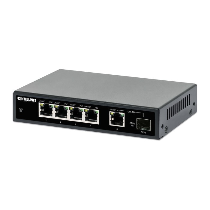 INTELLINET 5-Port Gigabit PoE+ Switch 1SFP91W