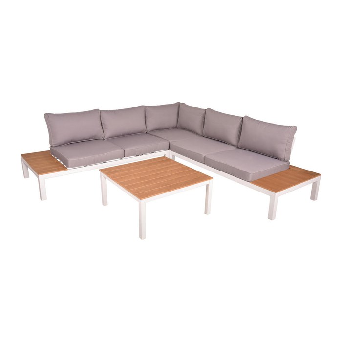 Garden Pleasure Loungegruppe VALENTINA grau, weiß Holz, Metall, 15-teilig