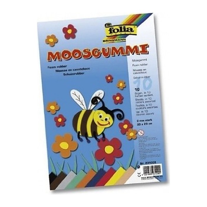 folia Moosgummi Basic sortier mehrfarbig 10 Blatt