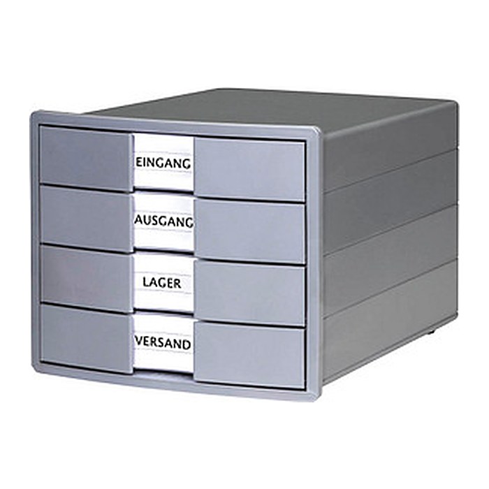 HAN Schubladenbox KARMA grau 10128-18D, DIN A4 mit 4 Schubladen, 1 St.