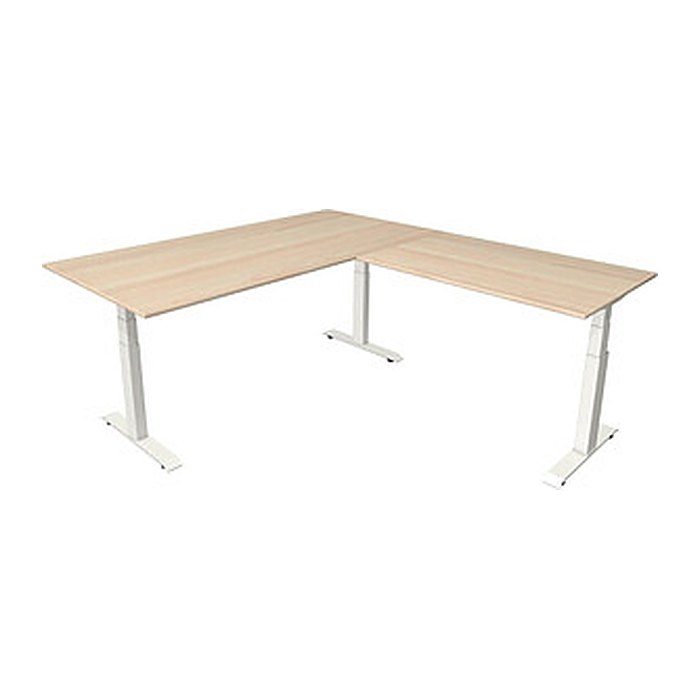 Kerkmann Move 4 elektrisch höhenverstellbarer Schreibtisch ahorn rechteckig, T-Fuß-Gestell weiß 200,0 x 220,0 cm