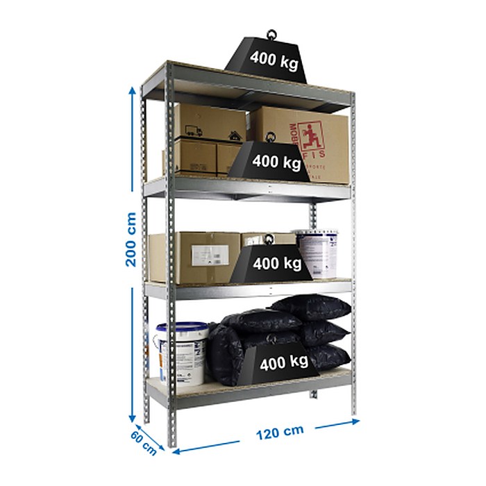 Simonrack Schwerlastregal ECOFORTE 1206-4 778100047201264 silber 120,0 x 60,0 x 200,0 cm