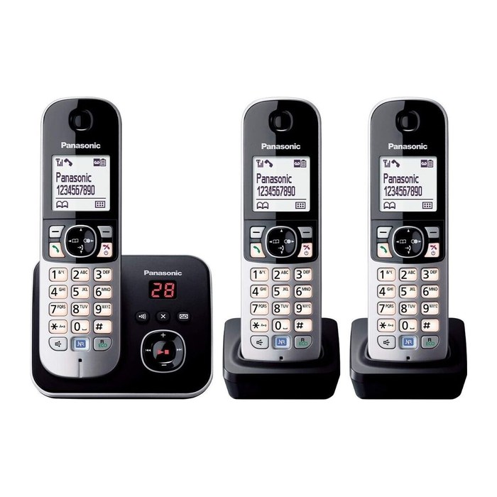 Panasonic KX-TG6823GB Schnurloses Telefon-Set mit Anrufbeantworter schwarz-silber