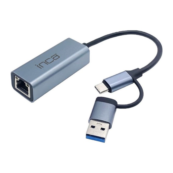 INCA Adapter IUTP-01TX Ethernet > USB und Typ C Anschluss