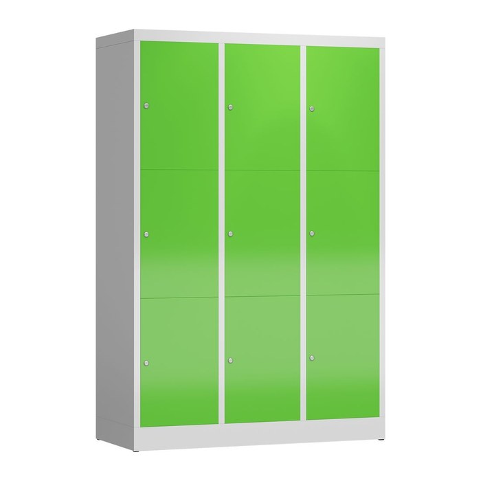 ClassiX Schließfachschrank gelbgrün, lichtgrau X-523335, 9 Schließfächer 118,5 x 50,0 x 180,0 cm