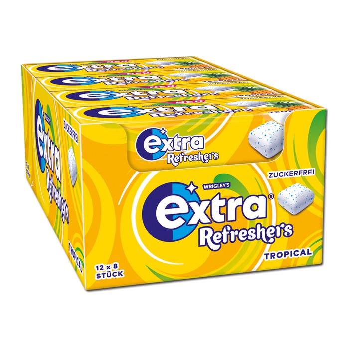extra® Refreshers TROPICAL Kaugummis 12x 8 Dragees, 12 St.