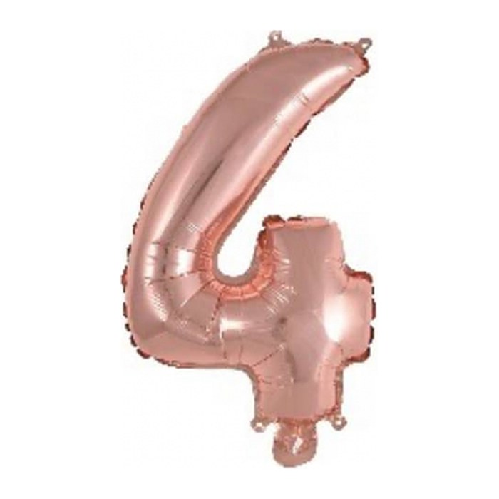 amscan® Folienballon Mini, Zahl 4 rosé, 1 St.