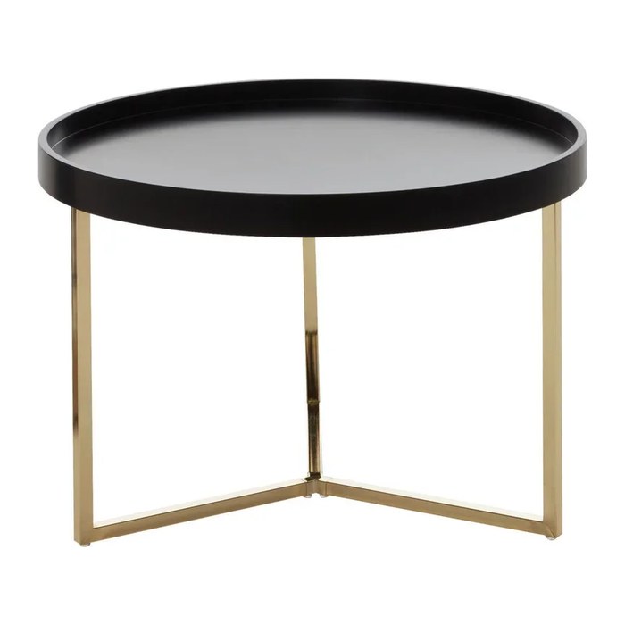 WOHNLING Beistelltisch rund Massivholz schwarz 58,5 x 58,5 x 42,0 cm, 1 St.