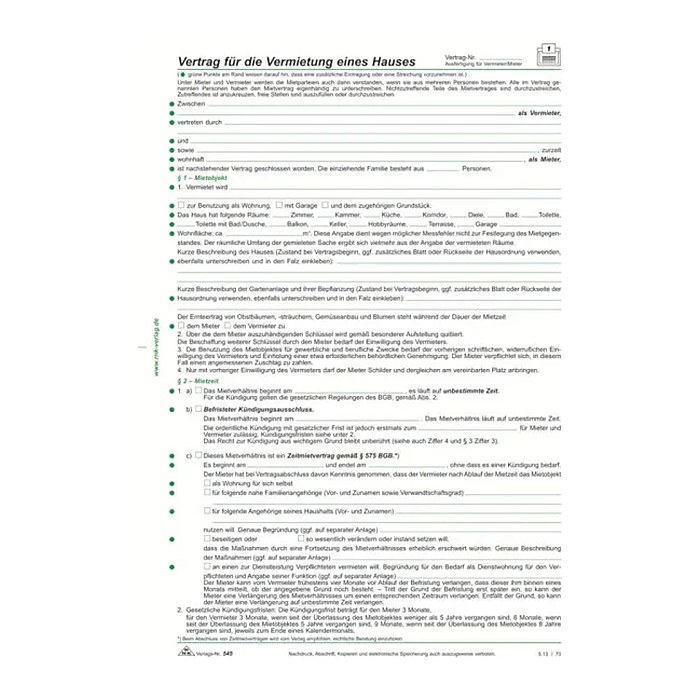 RNK-Verlag 545 Mietverträge für Häuser, 50 St.