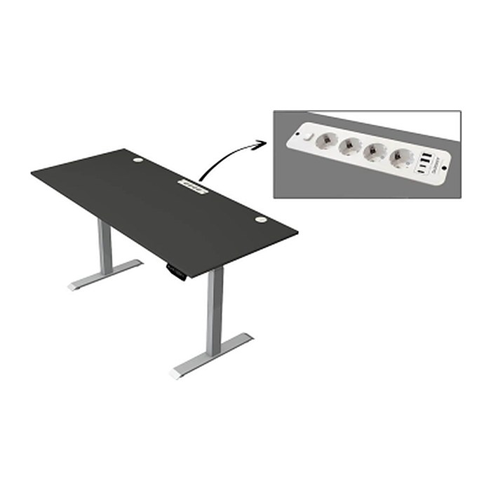 Kerkmann Move 1 plus elektrisch höhenverstellbarer Schreibtisch anthrazit rechteckig, T-Fuß-Gestell grau 180,0 x 80,0 cm