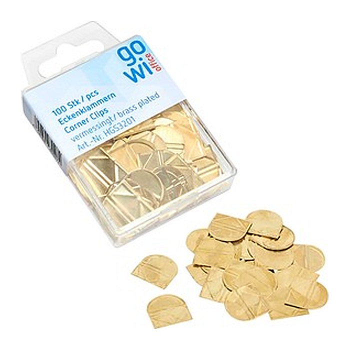 Gowi Eckenklammern gold 1,9 x 1,8 cm, 100 St.