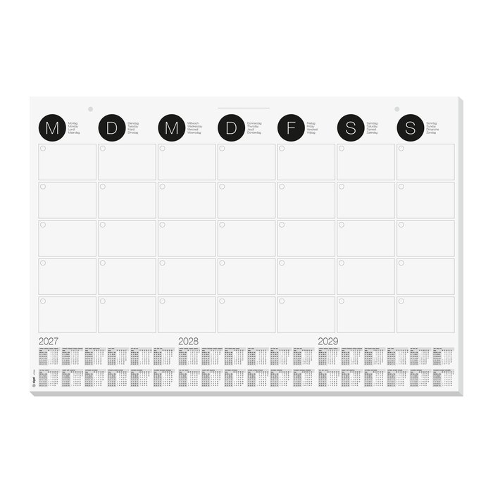 SIGEL Schreibtischunterlage MONATSPLANER 2027/2028/2029 schwarz/weiß Papier 59,5 x 41,0 cm, 12 Blatt