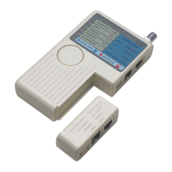 INTELLINET Kabeltester 4-in-1 RJ45/RJ11/USB/BNC beige retail