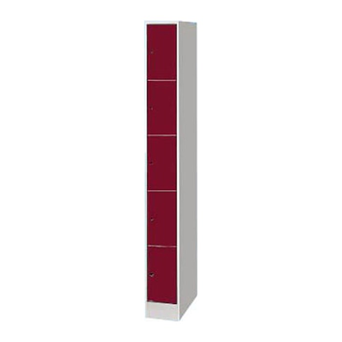 CP Schließfachschrank S 2000 Classic lichtgrau, rubinrot 80700-10 S10014, 5 Schließfächer 24,0 x 48,0 x 195,0 cm