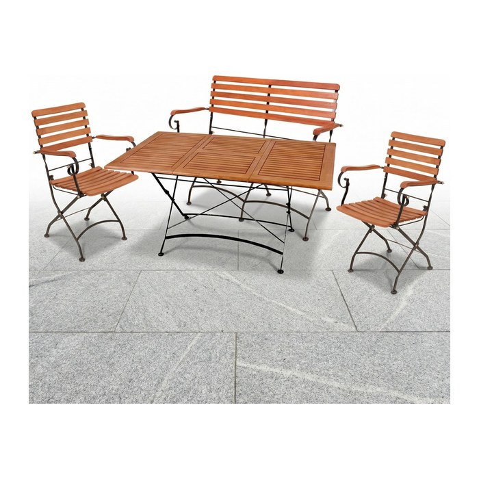 Garden Pleasure Sitzgruppe WIEN, schwarz Holz, Metall, 4-teilig