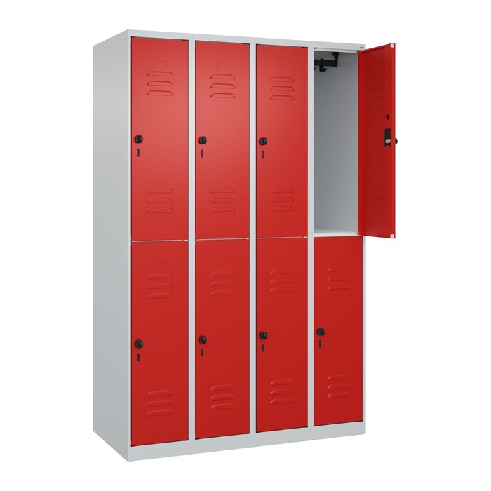 CP Spind Classic Plus lichtgrau, verkehrsrot 080300-40 S10002, 8 Schließfächer 120,0 x 50,0 x 185,0 cm