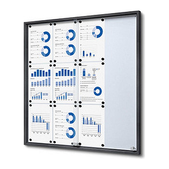 Showdown® Displays Schaukasten SLIM grau 12x DIN A4 90,6 x 5,0 x 94,8 cm, 1 St.