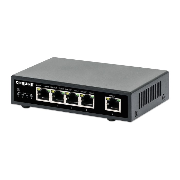 INTELLINET 5-Port Gigabit PoE+ Switch 62W