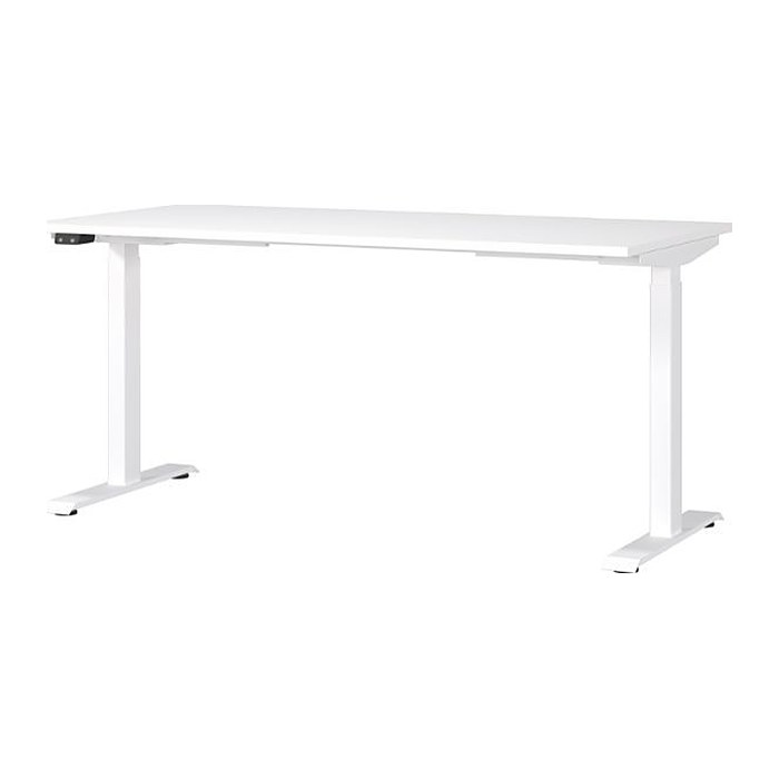 GERMANIA JET höhenverstellbarer Schreibtisch weiß rechteckig, T-Fuß-Gestell weiß 160,0 x 80,0 cm