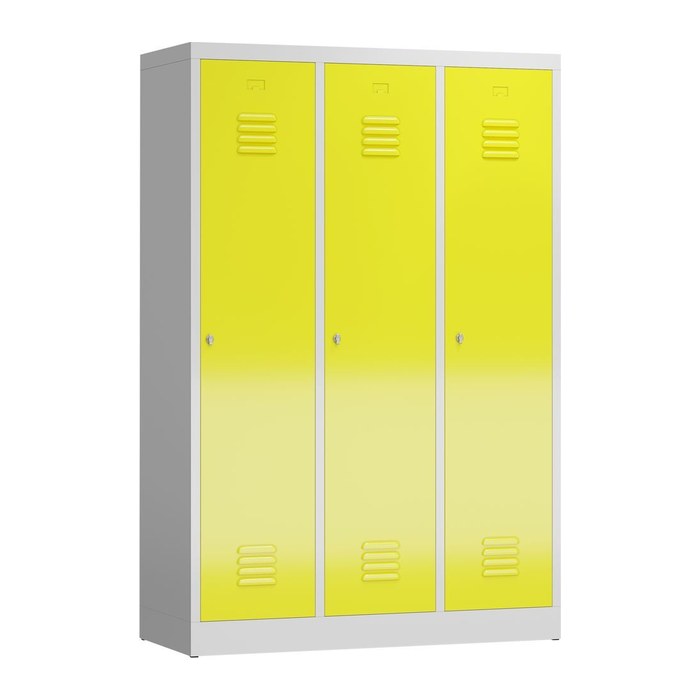 ClassiX Spind lichtgrau, zinkgelb X-515136, 3 Schließfächer 118,5 x 50,0 x 180,0 cm