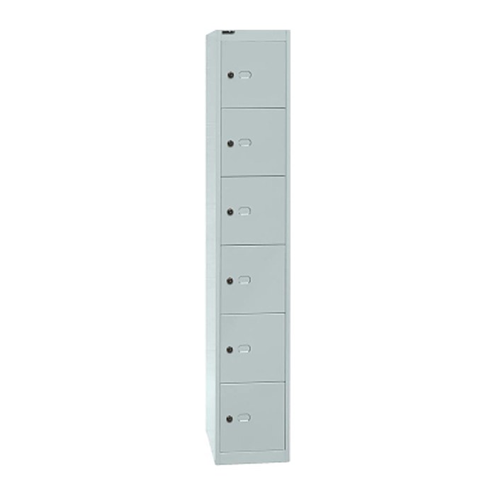 BISLEY Schließfachschrank lichtgrau CLK186645, 6 Schließfächer 30,5 x 45,7 x 180,2 cm