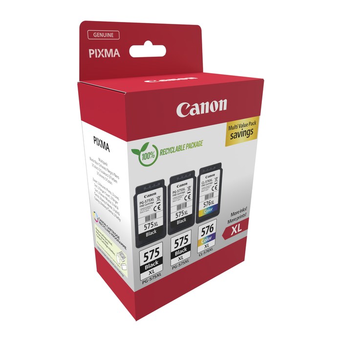 Canon PG-575XLx2/CL-576XL schwarz, color Druckköpfe, 3er-Set