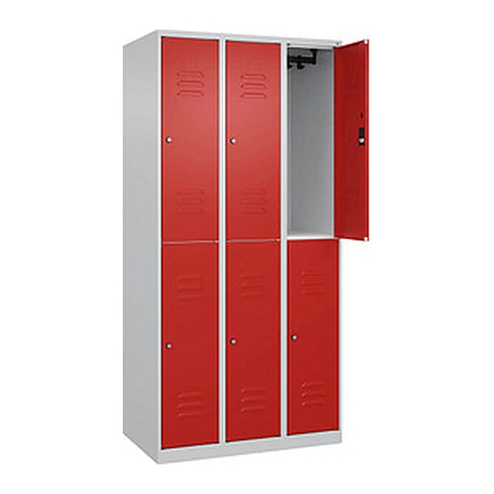 CP Spind Classic Plus lichtgrau, verkehrsrot 080300-30 S10036, 6 Schließfächer 90,0 x 50,0 x 185,0 cm