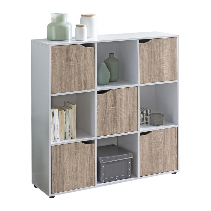WOHNLING Regalschrank, WL5.526 weiß, sonoma-eiche 89,0 x 29,0 x 91,0 cm, 1 St.