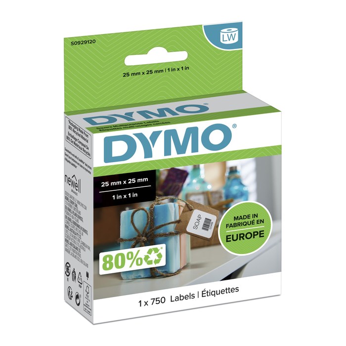 DYMO Etikettenrolle für Etikettendrucker S0929120 weiß, 25,0 x 25,0 mm, 1 x 750 Etiketten