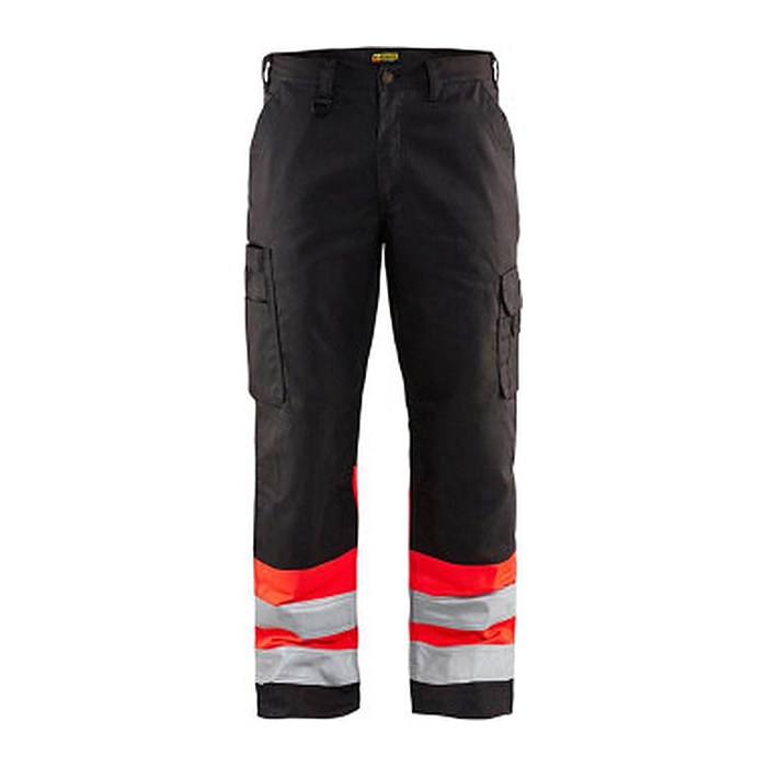 BLAKLÄDER® unisex Warnschutzhose 1564 schwarz, leuchtrot Größe 58