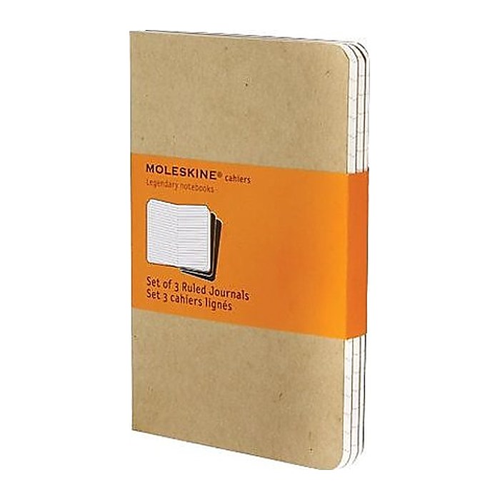 MOLESKINE Notizbuch Cahier ca. DIN A6 liniert, braun Softcover 80 Seiten, 3 St.