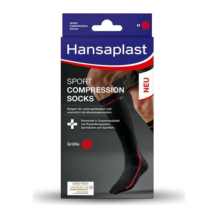 Hansaplast Kompressionsstrümpfe, geschlossene Spitze SPORT COMPRESSION schwarz Größe L/XL 1 Paar