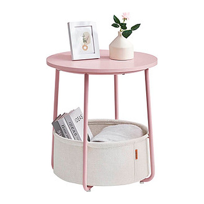 VASAGLE Beistelltisch rund Spanplatte rosa 45,0 x 45,0 x 50,0 cm, 1 St.