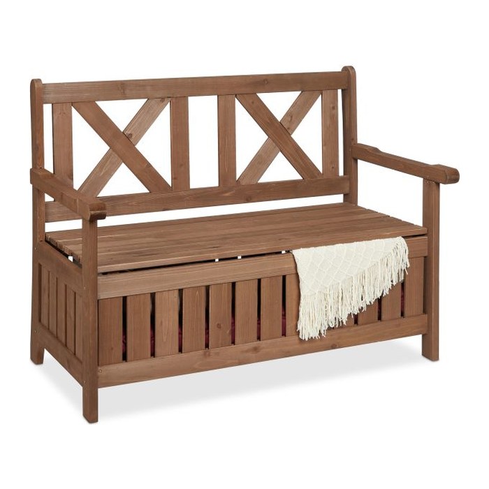 relaxdays Gartenbank 10038654_0 dunkelbraun Holz 115,0 cm