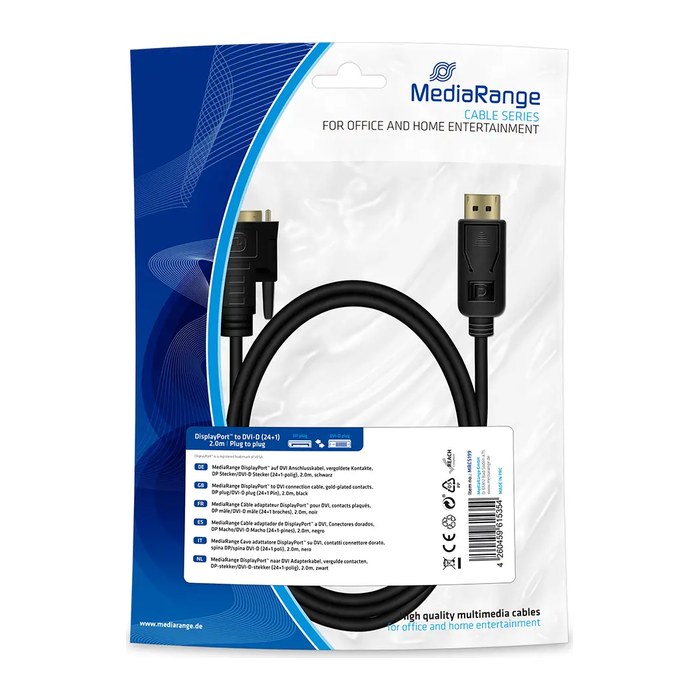MediaRange DisplayPort auf DVI Anschlusskabel 2m schwarz