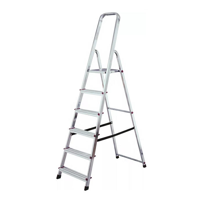KRAUSE Stehleiter einseitig CORDA silber 6 Stufen, H: 195,0 cm