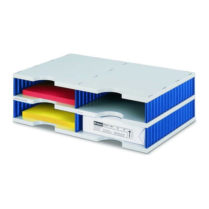 styro Sortierstation Styrodoc grau/blau mit 4 Fächern