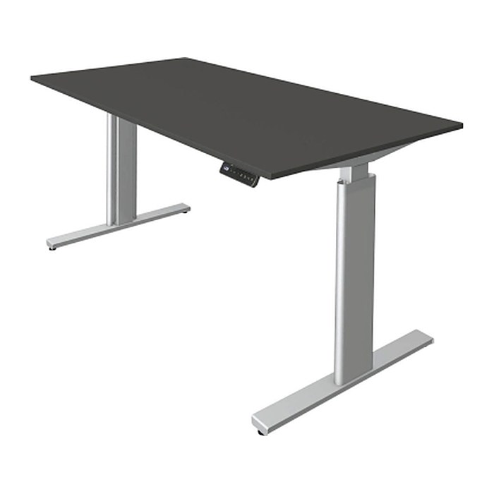 Kerkmann Move 3 tube elektrisch höhenverstellbarer Schreibtisch anthrazit rechteckig, T-Fuß-Gestell silber 160,0 x 80,0 cm