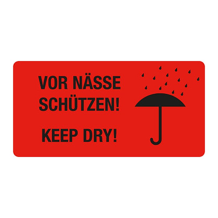 EICHNER Warnetiketten rot »Vor Nässe schützen!« 100,0 x 50,0 mm, 250 Etiketten