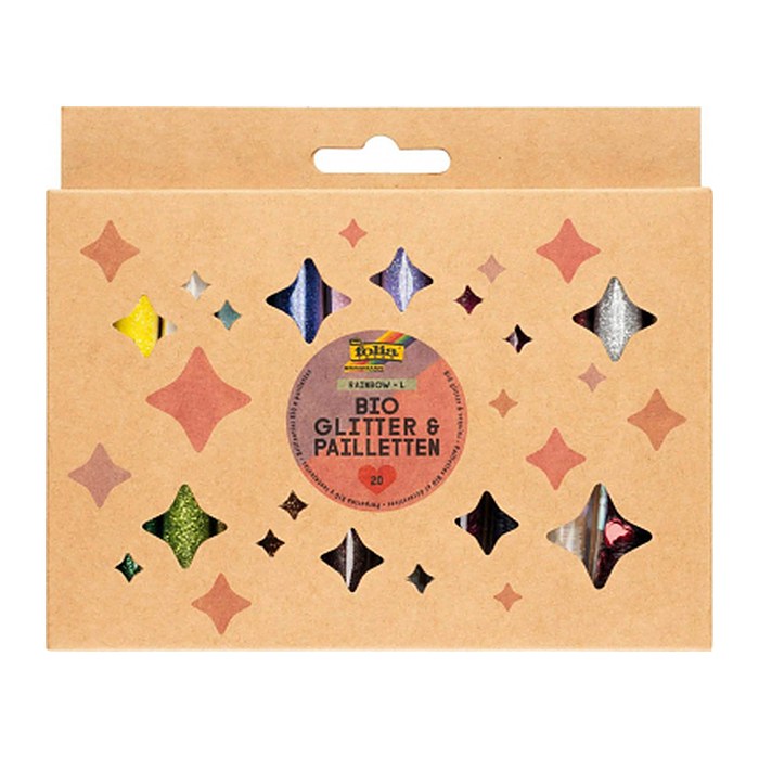 folia Bio Glitter & Pailletten-Set Rainbow L Glitzer farbsortiert, 1 Pack