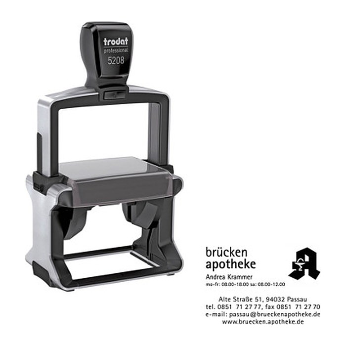 trodat Textstempel, individualisierbar 5208 selbstfärbend schwarz mit Logo, 1 St. -  Nachträglich per Gutschein personalisieren