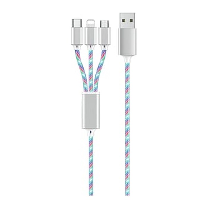 2GO USB 3in1 LED-Ladekabel Micro-USB/Lightn./USB-C 100cm mc
