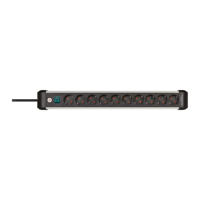 brennenstuhl Premium-Alu-Line 10-fach Steckdosenleiste mit Schalter 3,0 m schwarz