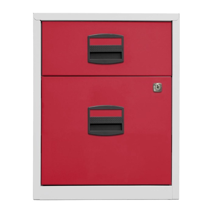 BISLEY Home Rollcontainer lichtgrau, kardinalrot 2 Auszüge 41,3 x 40,0 x 52,8 cm