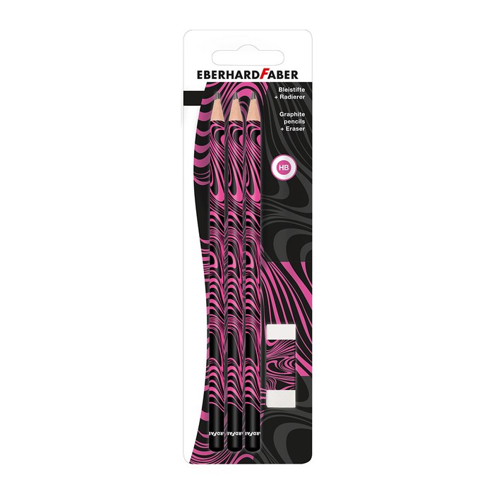 EBERHARD FABER Bleistift-Set HB schwarz/neon pink, 1 Set