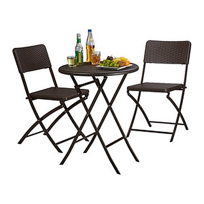relaxdays Sitzgruppe, braun Kunststoff, Metall, 3-teilig